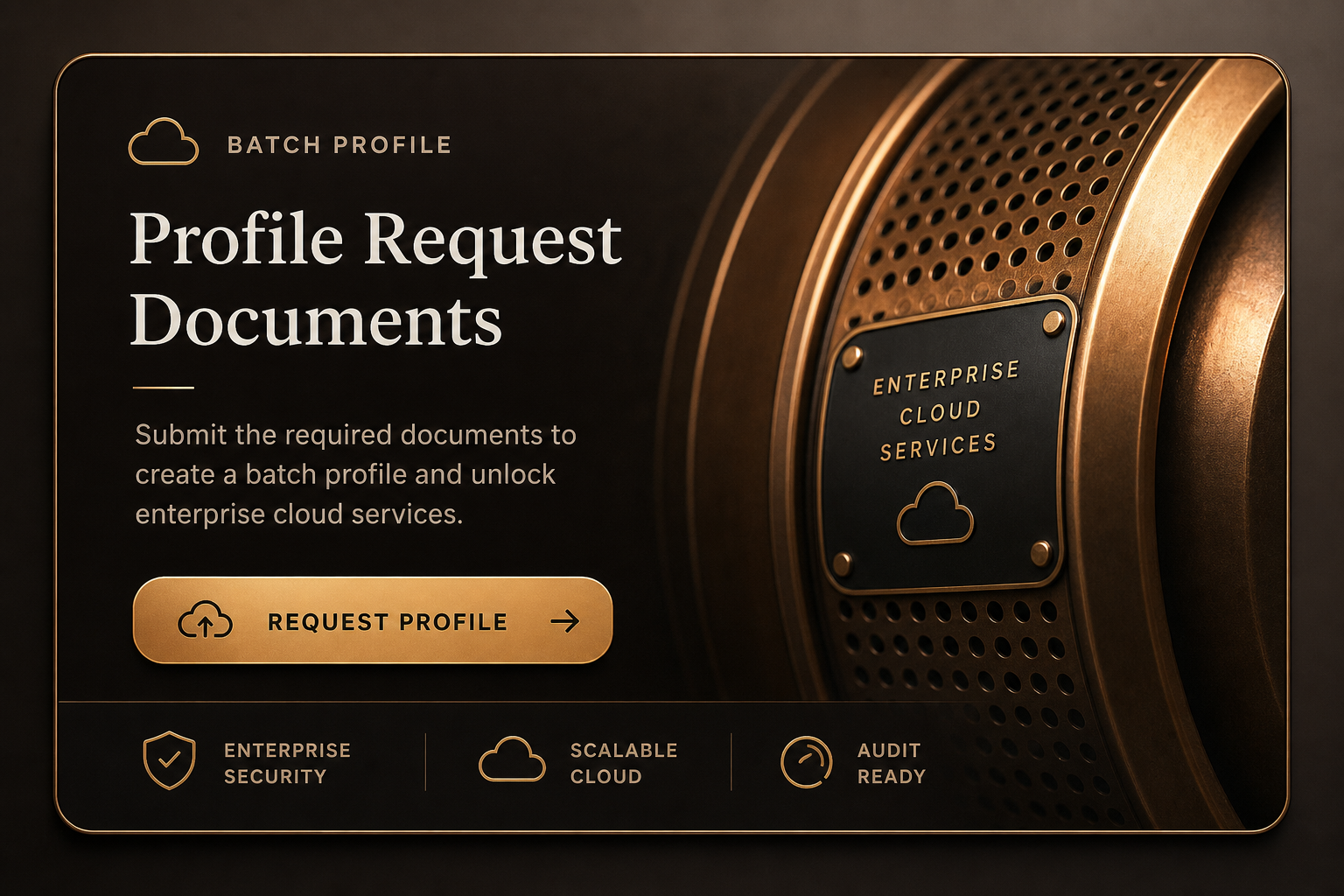 Profile request batch intake panel with copper detail and calibration documents